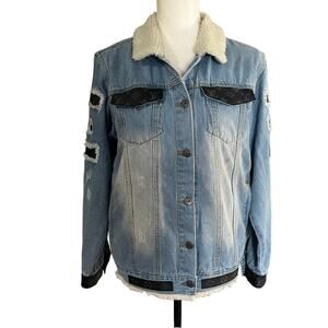 Upcycled denim jacket size large